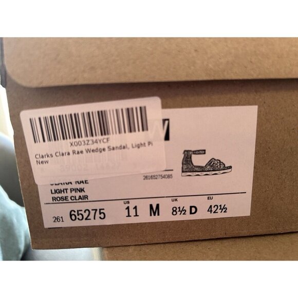 Clarks Collection Womens 11 M Clara Rae Ankle Strap Wedge Sandals Light Pink NEW - Picture 7 of 9